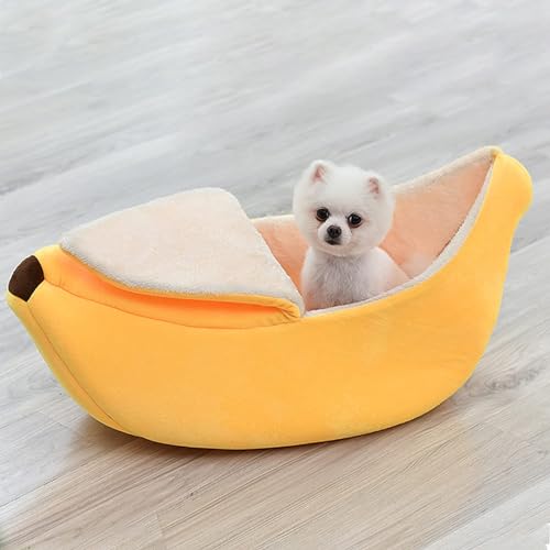 Katzenbett in Bananenform,Hundekörbchen Hundehütte Teddy Kleiner Hund Katze Haustier Prinzessin Bett,Abnehmbare Und Waschbare,Bananen-Hundebett, Haustierbett,Haustier-Sofa für Kätzchen, Kaninchen, M von DOKLY