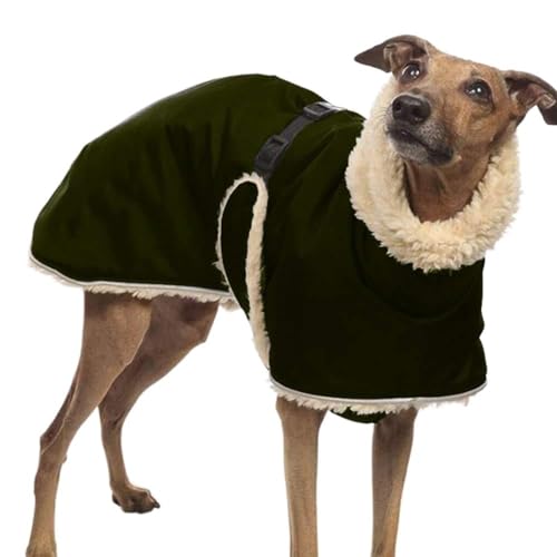 Whippet Mantel Whippet Windhund,Winter Haustier Hund Kleidung,Fleece gefütterte Hundejackewasserdichte Dicke Hundejacke Kleidung,Army Green-M von DOKLY