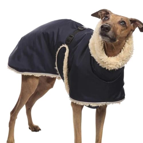 Whippet Mantel Whippet Windhund,Winter Haustier Hund Kleidung,Fleece gefütterte Hundejackewasserdichte Dicke Hundejacke Kleidung,Schwarz-4XL von DOKLY