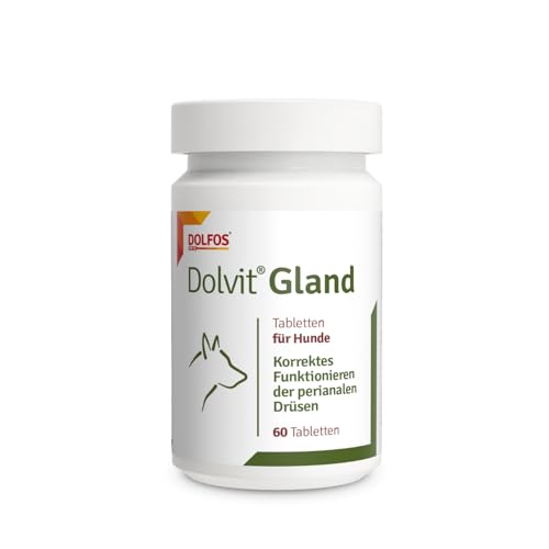 Dolvit Gland Analdrüsen Hund 60 Tabletten, Ergänzung für Haustiere zur Unterstützung der Perianaldrüsen, Fördert gesunde Stuhlbildung, Mit Kräuterextrakten und Präbiotika von DOLFOS PETS