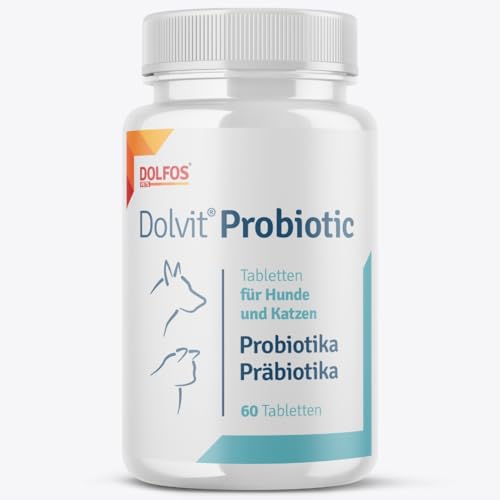 Dolvit Probiotika für Hund und Katze - Präbiotika für Verdauung, Bakterienflora, Immunsystem und Durchfall - Ergänzungsmittel 60 Tabletten von DOLFOS PETS