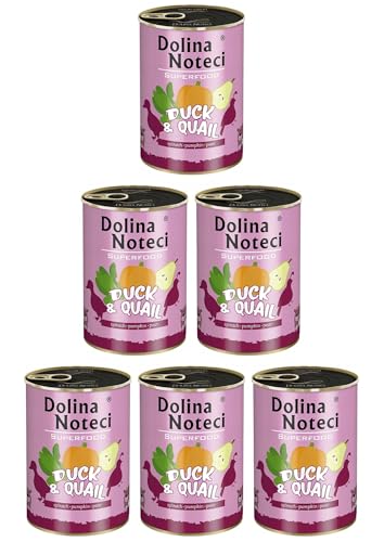 Dolina Noteci Glutenfrei Superfood Nassfutter für Hunde - Ente und Wachtel 400g (6-er Pack) von DOLINA NOTECI