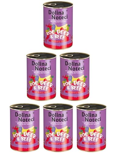 Dolina Noteci Glutenfrei Superfood Nassfutter für Hunde - REH und Rind 400g (6-er pack) von DOLINA NOTECI