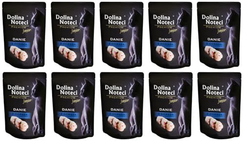 Dolina Noteci Junior Glutenfrei Premium Nassfutter für Katzen mit Dorsch und Sardine 85g (10-er Pack) von DOLINA NOTECI