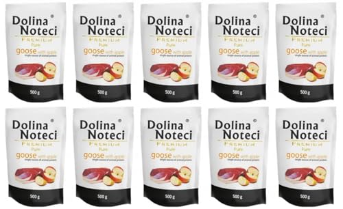 Dolina Noteci Premium Pure reich an Gans mit Apfel - Glutenfrei Nassfutter für Hunde mit Allergien 500g (10-er Pack) von DOLINA NOTECI