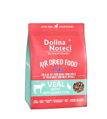 Dolina Noteci luftgetrocknetes Vollwertiges Hundefutter für ausgewachsene kleine Rassen - Kalbfleisch mit Perlhuhn Rezept 1kg von DOLINA NOTECI