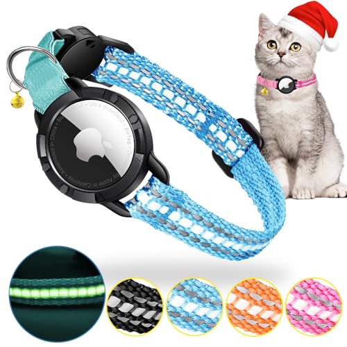 Airtag Katzenhalsband - Integriertes Katzenhalsband Airtag Wasserdicht,Reflektierendes Airtag Halsband Katze Halsband mit Sicherheitsverschluss Gummizug für Kätzchen Klein Hund von DOMIPHIE