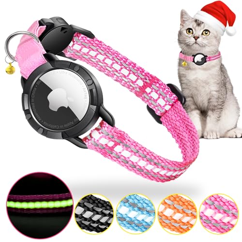 Airtag Katzenhalsband - Integriertes Katzenhalsband Airtag Wasserdicht,Reflektierendes Airtag Halsband Katze Halsband mit Sicherheitsverschluss Gummizug für Kätzchen Klein Hund von DOMIPHIE