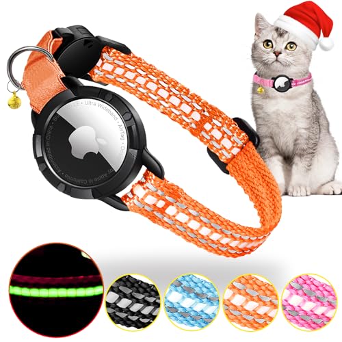 AirTag Katzenhalsband – Domiphie integriertes Apple-Air-Tag-Katzenhalsband, reflektierendes Katzenhalsband für Kätzchen und Welpen von DOMIPHIE