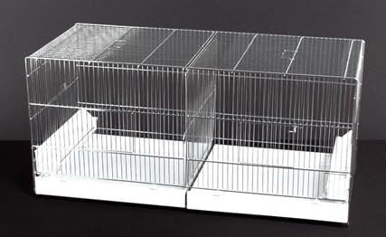 Vogelkäfig COVA 90 X40 mit Trennwand vorne, Gittern, Häuschen aus Kunststoff und Futterstätten von DOMUS MOLINARI