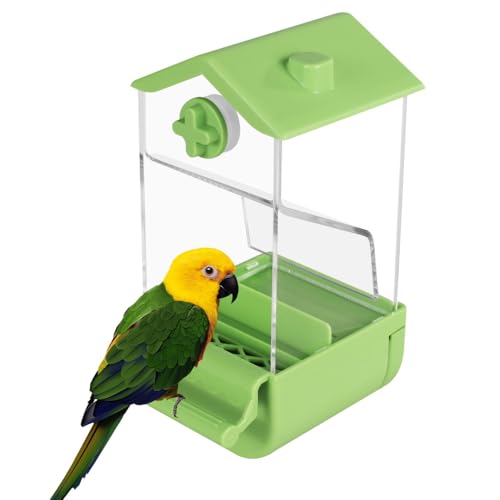 Automatischer Futterspender Vögel, Acryl Vogelfutterhaus, Transparent Futterautomat für Vögel, Sittiche, Wellensittiche, Kanarienvögel, Nymphensittiche, Finken von DONGKER