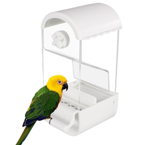 Automatischer Futterspender Vögel, Acryl Vogelfutterhaus, Transparent Futterautomat für Vögel, Sittiche, Wellensittiche, Kanarienvögel, Nymphensittiche, Finken von DONGKER