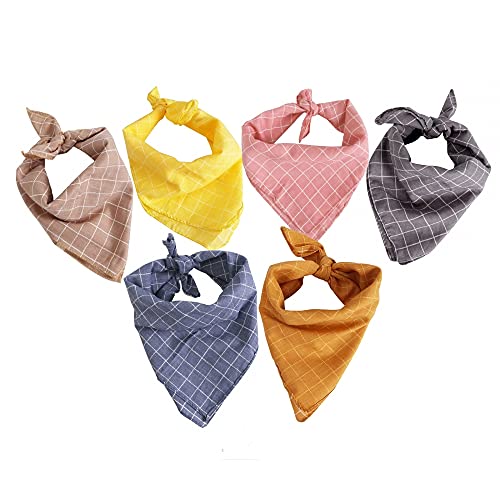 DONGKER Hundehalstuch, 6er Set Hundehalstücher, Waschbar, Kariert, Stylisches Bandana für große und kleine Hunde, Katzen, 45 x 45 cm von DONGKER