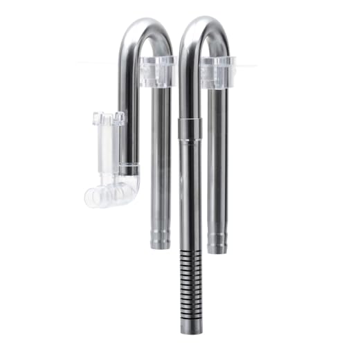 DONGKER Aquairum Lily Pipe Filterrohr, 12/16 mm Edelstahl Aquarium Wasseroberfläche Skimmer, Zu- und Abfluss Wasserleitung mit Acryl Befestigungsclip für Aquarium von DONGKER