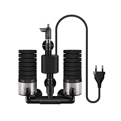 DONGKER Aquarium Schwammfilter, Elektrischer Aquarium Doppelschwammfilter, Leise Schaumfilter Luftheber Filter für Biologische und Mechanische Filterung von DONGKER