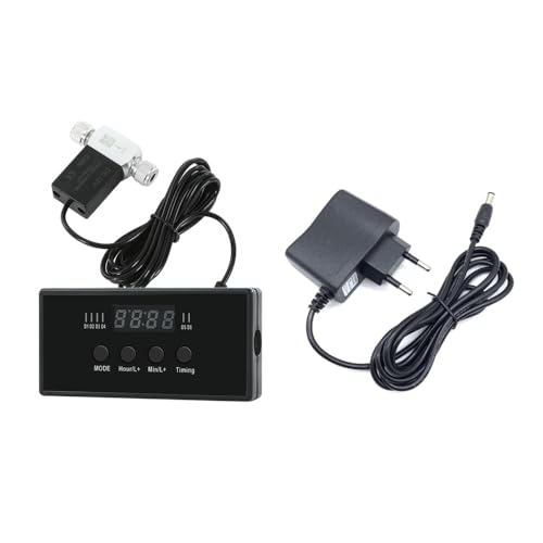 DONGKER CO2-Magnetventil mit Timing-Controller, DC 12 V Einzel-/Doppelkopf Aquarium CO2 Regler Timing-Motorventil für das Wachstum von Wasserpflanzen und Gras im Aquarium von DONGKER