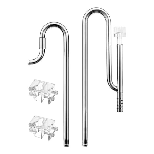 DONGKER Einlauf Auslauf Aquarium, 12/16 mm Steel Stainless Inflow Outflow, Edelstahl Lily Pipe Filterrohr Wasserleitung mit Acryl Oberflächenabsauger Wasseroberfläche Skimmer von DONGKER