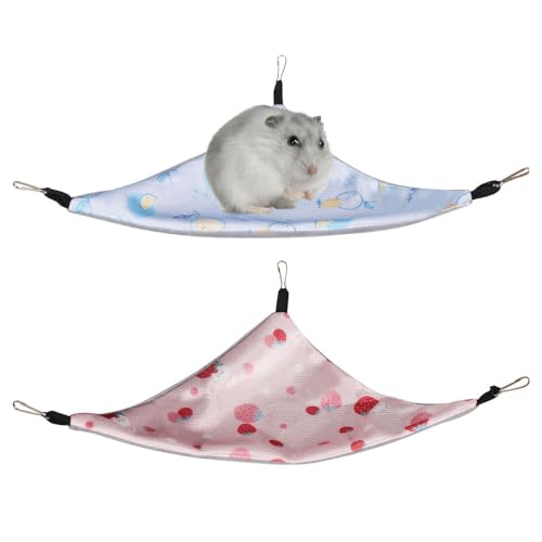 DONGKER Hängematte Meerschweinchen, 2 Stück Hängende Tier-Schlafsack, Doppelte Verfügbarkeit, Haustierkäfig-Hängematte mit Haken für Kleintiere, Ratten, Papageien, Kurzkopfgleitbeutler, Frettchen von DONGKER