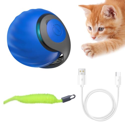 DONGKER Interaktives Katzenball Spielzeug, Elektrisch Katzenspielzeug Ball, Automatisches Katzenrollball Selbstbeschäftigung für Interaktion, Kleine Und Große Katze von DONGKER