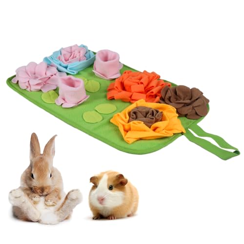 DONGKER Kaninchen Schnüffelmatte, Faltbar Schnüffelteppich für kleine Tiere, Waschbar Futtermatte Spielzeug für Kaninchen Meerschweinchen Chinchillas, 50 x 30 cm von DONGKER