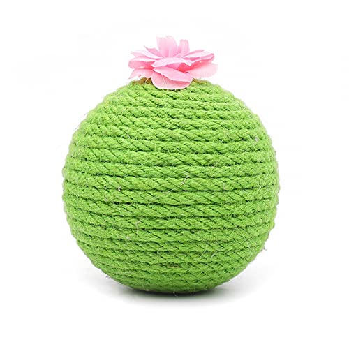 DONGKER Katzenbälle, 10cm Interaktives Katzenspielzeug Ball Sisal, Kaktus Form, Katzen Sisalbälle mit Katzenminze für Kitty-Katzen, Drinnen, Spielen, Beißen, Kauen von DONGKER