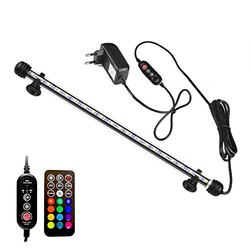 DONGKER LED Aquarium Beleuchtung, 18/28/38 cm RGB Farbwechsel Aquarium Licht, IP68 Wasserdicht, LED Aquarium Lampe mit Fernbedienung/Timer für Unterwasser-Salzwasser-Süßwasser-Aquarien von DONGKER