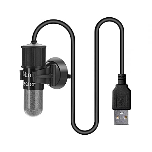 DONGKER Mini Aquarium Heizung, 10 W 5V 2A USB Aquarium Tauch-heizer, 26℃ Thermostat Heizung für 1-3 L Aquarien Salzwasser und Süßwasser von DONGKER