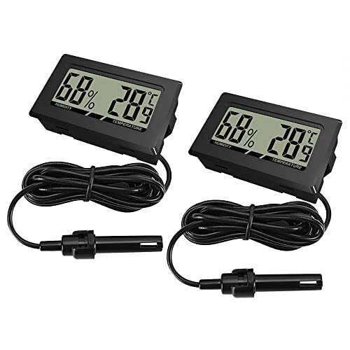 DONGKER Mini LCD Digital Thermometer Hygrometer, 2 STÜCKE Temperatur Luftfeuchtigkeit Tester, Mini Digital Temperaturmesser Feuchtigkeitsmesser für Reptilieninkubator, Aquarium von DONGKER