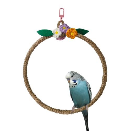 DONGKER Vogel Kletterring, Vogel Seil Schaukel, Hanfseil Volgelspielzeug, Käfig Hängende Kreis Ring Dekoration Zubehör für Wellensittiche, Vogel, Papagei, Nymphensittiche, Conures, Finken, Caiques von DONGKER