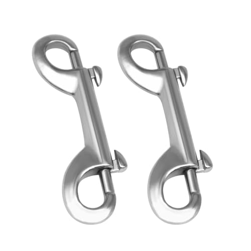 Doppel Karabinerhaken, 2 Stück Edelstahl Double End Snap, Mehrzweck Diving Clip Hook für Hundeleinen, Halsbänder, Schlüsselanhänger, Pferdegeschirr, Futtereimer von DONGKER