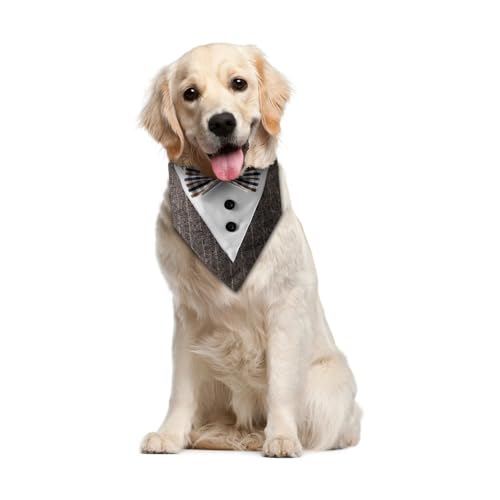 Formelles Hunde-Smoking-Bandana, Verstellbare Hochzeit Hundesmoking, Hund Krawatte Outfit Haustier Halstücher Bandana mit Fliege für kleine, mittelgroße und große Hunde von DONGKER