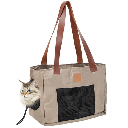 Katzentragetasche, Weiche Cat Carrier Travel Bag Sling, Faltbar Katzen Reisetasche für Spaziergänge mit Katzen und Hunde bis zu 3,8 kg von DONGKER