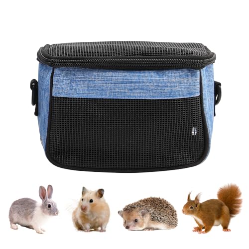 Ratten Tragetasche, Reise Transporttasche fur Hamster, Atmungsaktive Reisekäfig mit verstellbarem Schultergurt für Igel, Ratten, Hamster, Meerschweinchen, Frettchen, Eichhörnchen von DONGKER