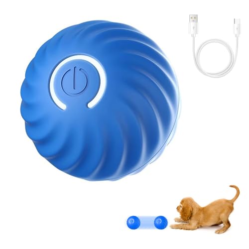 Selbstrollender Ball Katze/Hund, 1 Stück Interaktive Hundespielzeug Ball, 6,7cm Smart Active Rolling Ball mit USB-C Kabel für Welpen, kleine, mittelgroße Hunde, Katzen Langeweile Drinnen Draußen von DONGKER