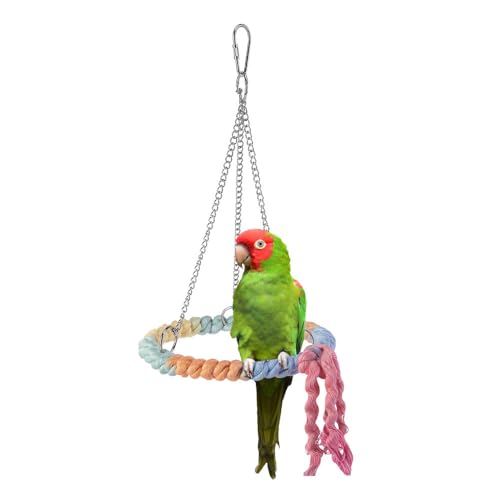 Vogelschaukel Spielzeug, Hängende Vogel Papagei Spielzeug, Hängespielzeug Swing mit Metallhaken für Sittiche, Nymphensittiche, Unzertrennliche, Wellensittiche, Conure von DONGKER