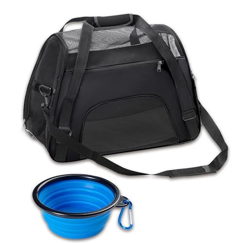 DONYER POWER Haustier-Tragetasche mit weichen Seiten, für Hunde und Katzen, bequem unter dem Sitz, Reisetasche, Rucksack, Reisetasche für kleine Tiere mit Netz-Oberseite und Seiten, mit kleinem von DONYER POWER