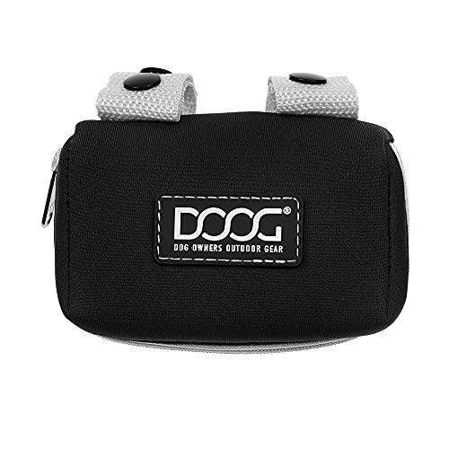 DOOG Walkie Pouch, 20 vorgeladene Hundekotbeutel, einfach an Leinen befestigen, hält die Hände frei (Neopren), schwarz von DOOG