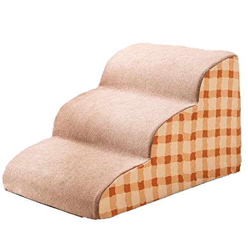 3-Stufige Hunderampe Für Couch, rutschfeste Haustiertreppe, Ideal Für Kleine Haustiere, Ältere Hunde, Katzen Mit Gelenkschmerzen,Beige von DOPORA