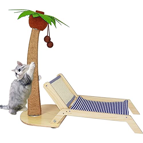 Arbre À Chat Avec Lit Et Tapis À Gratter, Hamac Avec Planche À Gratter Pour Chats D'intérieur, Poteau À Gratter Vertical En Sisal Pour Chatons, Grands Chats Adultes, Mignon Cocotier Et Chaise De Plage von DOPORA