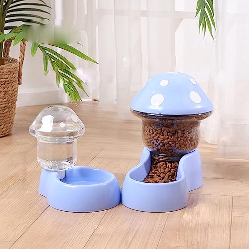 Automatischer Katzenfutterspender in Pilzform, Drehbares Schnappdesign, Stabilerer Hundewassernapfspender Für Kleine Große Haustiere, Welpen, Kätzchen, Kaninchen,Blau von DOPORA