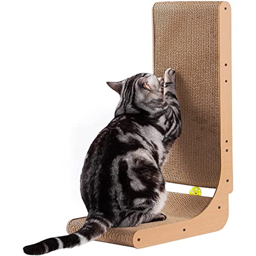 Griffoir De Chat En Forme De L Pour Chats D'intérieur, Tampon À Gratter Pour Chat De Protection des Meubles, Chat En Carton À Gratter Avec Jouet De Balle, Herbe À Chat von DOPORA