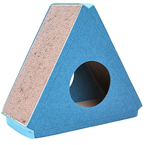 Griffoir Triangle Pour Chat, Lit En Carton Ondulé Avec Cataire, Maison À Gratter Pour Chats Et Chatons, Tapis À Gratter Pour Chat Lounge 6 Côtés Utilisables Recyclable,Bleu von DOPORA