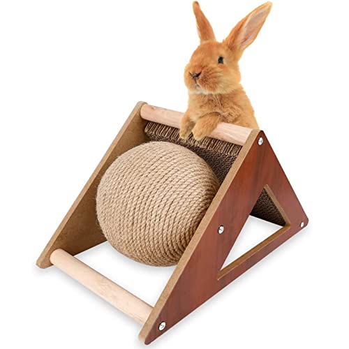 Lapin Grattoir Bunny Toys - 2-En-1 Lapin Scratch Rotatif Balle & Carton Scratcher Lapins Jouet Interactif,L von DOPORA