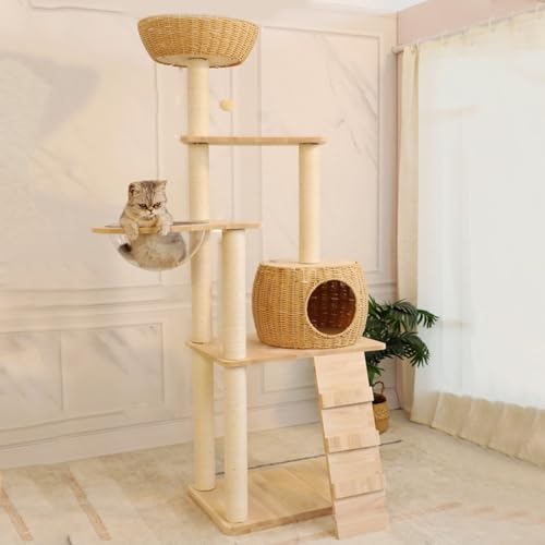 Mehrstöckiger Kratzbaum Für Große Katzen/Großer Katzenturm Mit Katzenhütte/Sisal-Kratzbaum Und Raumkapsel/Spielhaus Im Aktivitätscenter,B von DOPORA