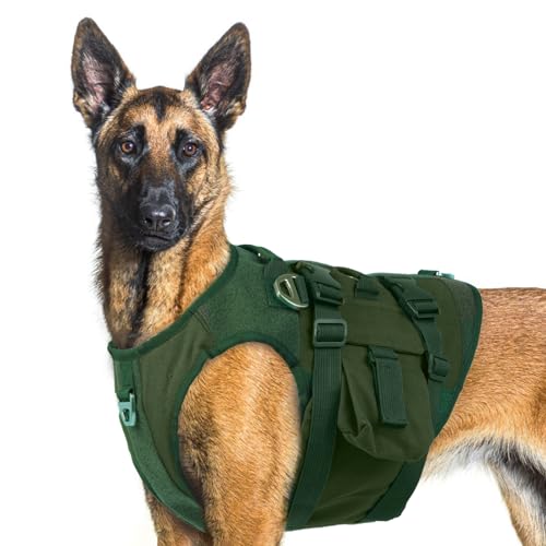 DORA BRIDAL Taktisches Hundegeschirr, Servicehund, Molle-Weste mit Griff, Militär-Hundegeschirr mit Klettverschlüssen, strapazierfähig, kein Ziehen, verstellbare Hundeweste für Training, von DORA BRIDAL