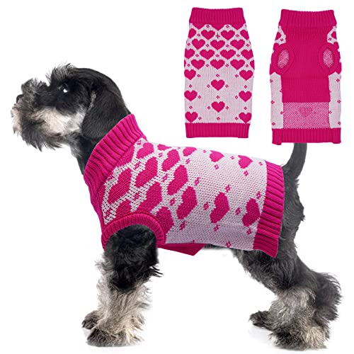 Hundepullover, niedlicher Herz-Pullover, Haustier-Strickwaren, warmer Welpenpullover für Herbst und Winter, für kaltes Wetter, Haustier-Outfits mit Rollkragen für kleine und mittelgroße Hunde von DORA BRIDAL