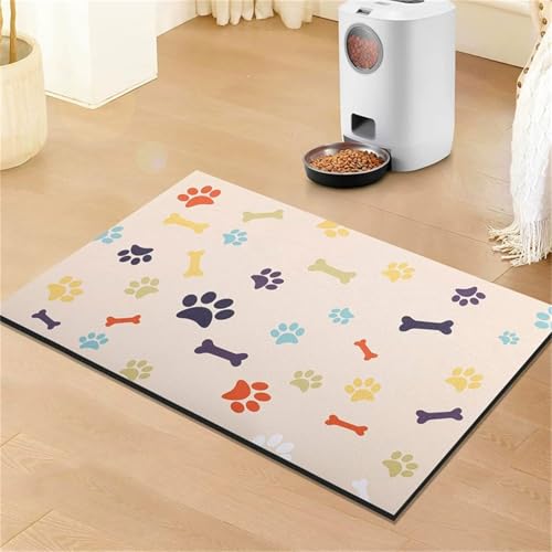 DOTBUY-SHOP Futtermatte Hund Saugfähig, Futterunterlage Katzen Haustier mit rutschfest Gummiunterseite Schnelltrocknend Futternapf Katzennapf Unterlage Napfunterlage (Bunt C,60x90cm) von DOTBUY-SHOP