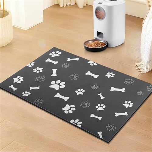 DOTBUY-SHOP Futtermatte Hund Saugfähig, Futterunterlage Katzen Haustier mit rutschfest Gummiunterseite Schnelltrocknend Futternapf Katzennapf Unterlage Napfunterlage (Dunkelgrau C,40x60cm) von DOTBUY-SHOP