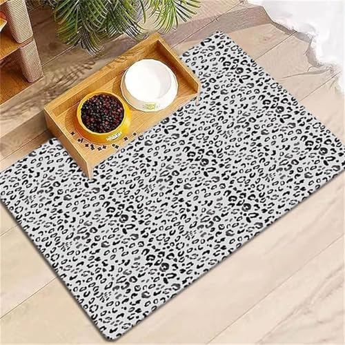 DOTBUY-SHOP Futtermatte Hund Saugfähig, Futterunterlage Katzen Haustier mit rutschfest Gummiunterseite Schnelltrocknend Futternapf Katzennapf Unterlage Napfunterlage (Leopard Drucken,20x30cm) von DOTBUY-SHOP