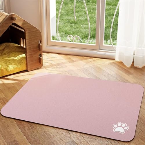 DOTBUY-SHOP Futtermatte Hund Saugfähig, Futterunterlage Katzen Haustier mit rutschfest Gummiunterseite Schnelltrocknend Futternapf Katzennapf Unterlage Napfunterlage (Rosa B,40x120cm) von DOTBUY-SHOP